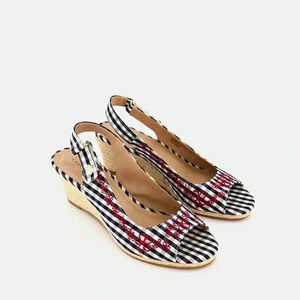 Charter Club Women’s 8m samiee blue gingham checked slingback wedges